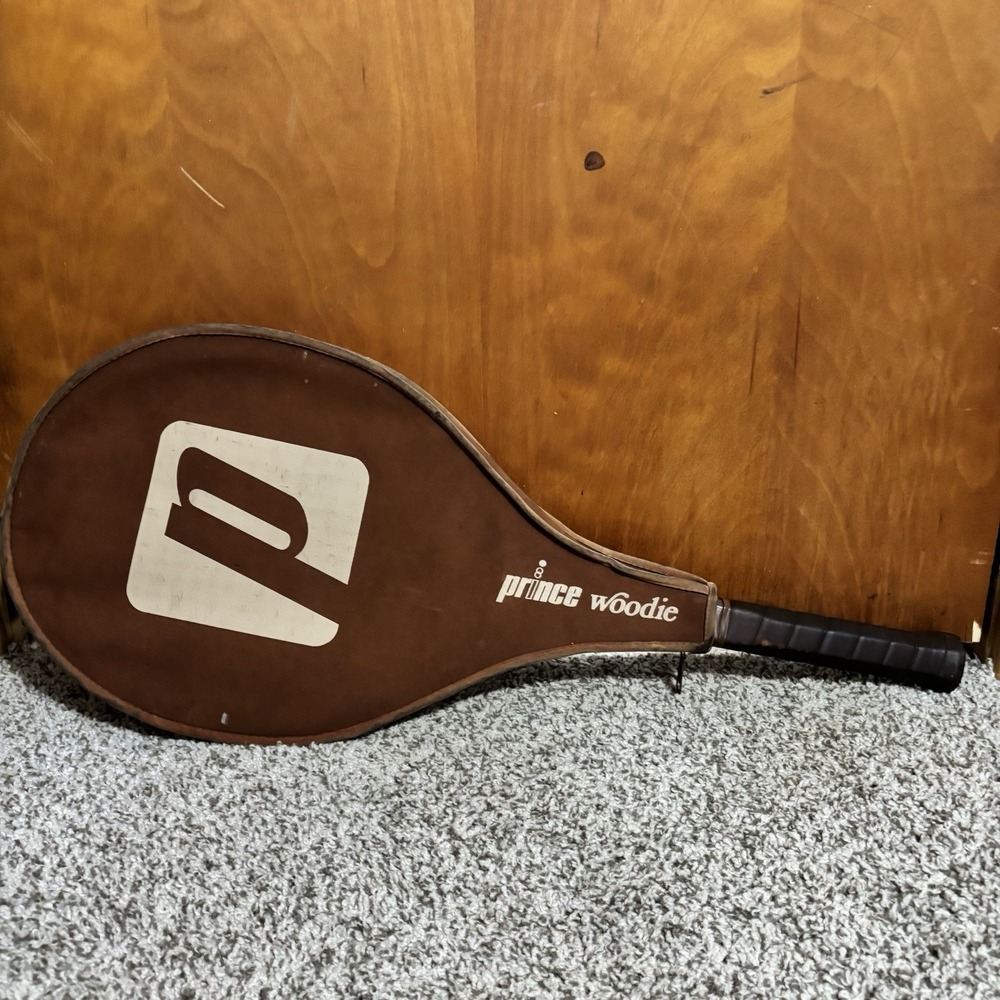Vintage Prince Woodie Graphite Tennis Racket Racquet 1980 4 5/8 With Cover